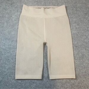 Calvin Klein Womens Performance Ribbed Shapewear Shorts Bike Shorts Med Beige